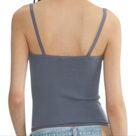 Aritzia Homestretch Rib Lace V-neck Cami Tank Vintage Navy New With Tag Women XL - Picture 12 of 13